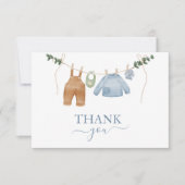 Sweet Boho Neutral Clothesline Boy Baby shower Bedankkaart (Voorkant)