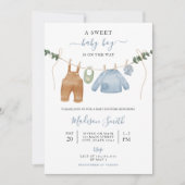 Sweet Boho Neutral Clothesline Boy Baby shower Kaart (Voorkant)