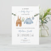 Sweet Boho Neutral Clothesline Boy Baby shower Kaart (Staand voorkant)
