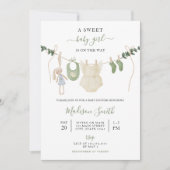 Sweet Boho Neutral Clothesline Meisje Baby shower Kaart (Voorkant)