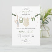 Sweet Boho Neutral Clothesline Meisje Baby shower Kaart (Staand voorkant)