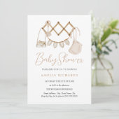 Sweet Boho Neutral Dusty Blue Baby shower Kaart (Staand voorkant)