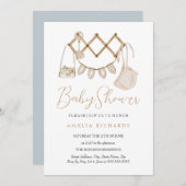 Sweet Boho Neutral Dusty Blue Baby shower Kaart (Voorkant / Achterkant)