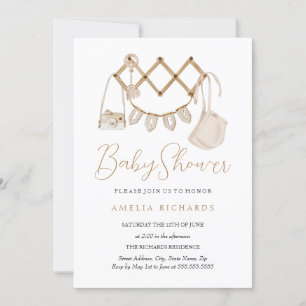 Sweet Boho Neutral Dusty Blue Baby shower Kaart