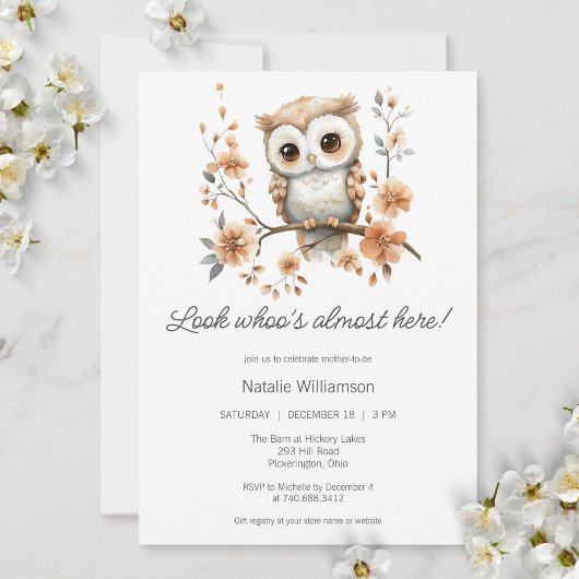 Sweet Boho Owl Baby shower Kaart