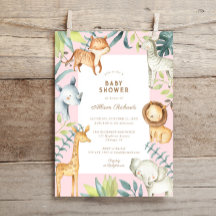 Sweet boho safari dieren roze meisje baby shower