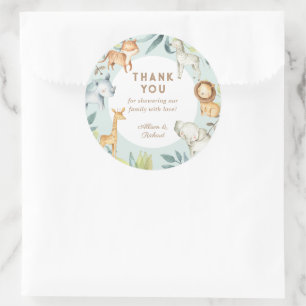 Sweet boho safari dieren salie baby shower ronde sticker