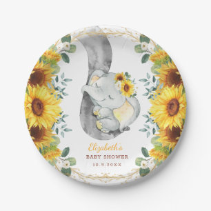 Sweet Boho Sunflower Elephant Baby shower Birthday Papieren Bordje