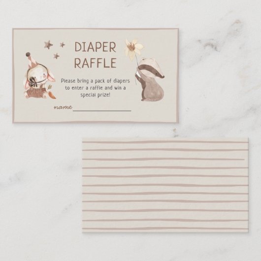 Sweet Boho Waterverf Dierluier Raffle Informatiekaartje (Voorkant / Achterkant)