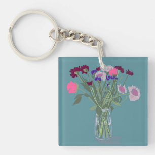 Sweet Boho Wildflower +Aangepaste naam Sleutelhanger