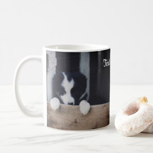 Sweet Border Collie Puppy op persoonlijke titel Koffiemok (Met donut)