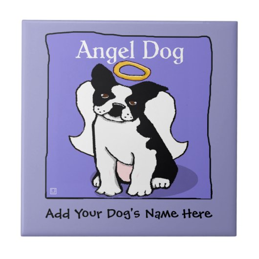 Sweet Boston Terrier Angel Dog Memorial Tegeltje (Voorkant)