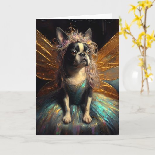 Sweet Boston Terrier Fairy Alle gelegenheden Kaart (Gele Bloem)