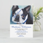 SWEET BOSTON TERRIER PUPPY WENST GELUKKIGE VERJAAR KAART (Staand voorkant)