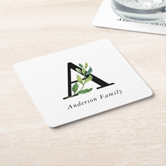 Sweet Botanical Monogram Kartonnen Onderzetters (Schuin)