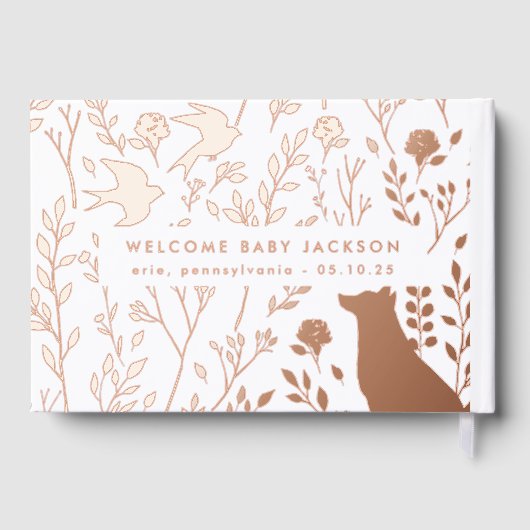 Sweet Botanical Wildlife Print Baby shower Welkom Gastenboek (Achterkant)