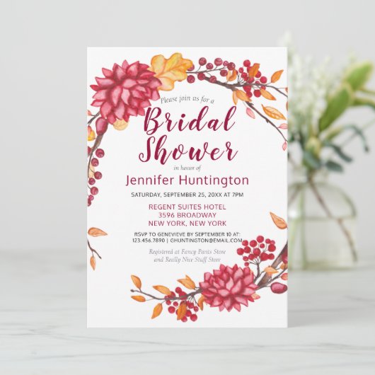 Sweet Bourgogne Botanische Herfst Floral Vrijgezel Kaart (Staand voorkant)