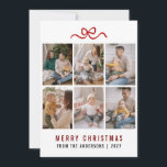 Sweet Bow Merry Christmas 6 Photo Grid Family Feestdagenkaart<br><div class="desc">Share your joy with a touch of whimsy using this adorable multi-photo template featuring a hand-drawn bow. Easily customize with your favorite snapshots and family name for a high-end look that stands out.</div>