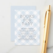 Sweet Boy Blue Gingham Books for Baby shower Informatiekaartje