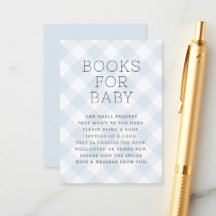 Sweet Boy Blue Gingham Books for Baby shower
