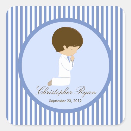 Sweet Boy First Holy Communion Sticker Blauw (Voorkant)