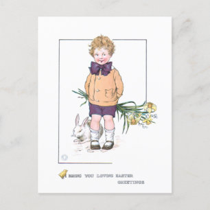 Sweet Boy met paasbunny & Daffodils Feestdagenkaart