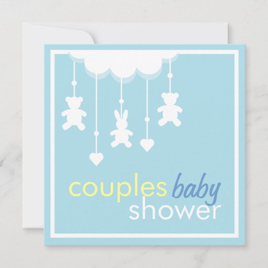 Sweet Boy Mobile Couples Baby shower Invitation Kaart (Voorkant)