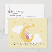 Sweet Boy Rabbit Moon Baby shower Uitnodiging Briefkaart (Voorkant / Achterkant)