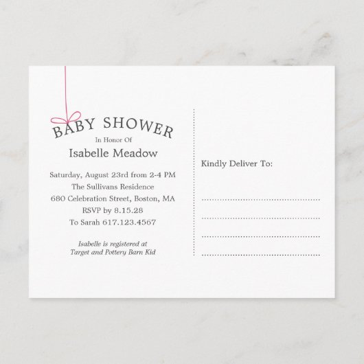 Sweet Boy Rabbit Moon Baby shower Uitnodiging Briefkaart (Achterkant)