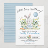 Sweet Boy Waterverf Bunny Baby shower Blue Kaart (Voorkant / Achterkant)