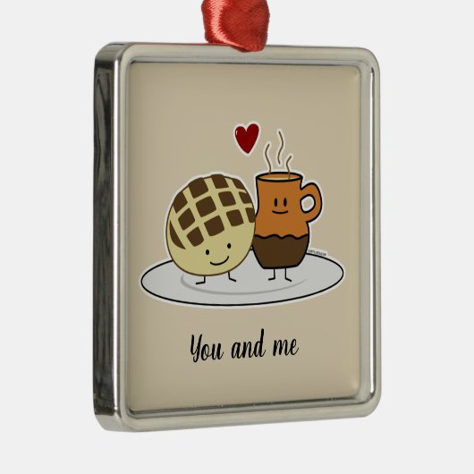 Sweet Bread Hot Chocolate Pan dulce Mexican concha Metalen Ornament (Rechts)