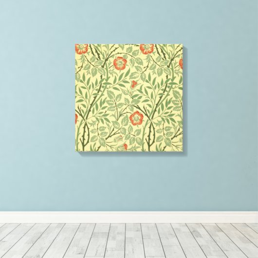 Sweet Briar Pattern (door William Morris) Canvas Afdruk (Insitu (Houten vloer))