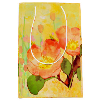 Sweet Briar Yellow Pinks Floral Gift Bag Medium Cadeauzakje
