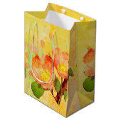 Sweet Briar Yellow Pinks Floral Gift Bag Medium Cadeauzakje (Voorkant Gekanteld)