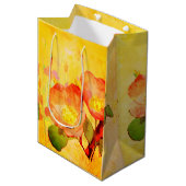 Sweet Briar Yellow Pinks Floral Gift Bag Medium Cadeauzakje (Voorkant Gekanteld)