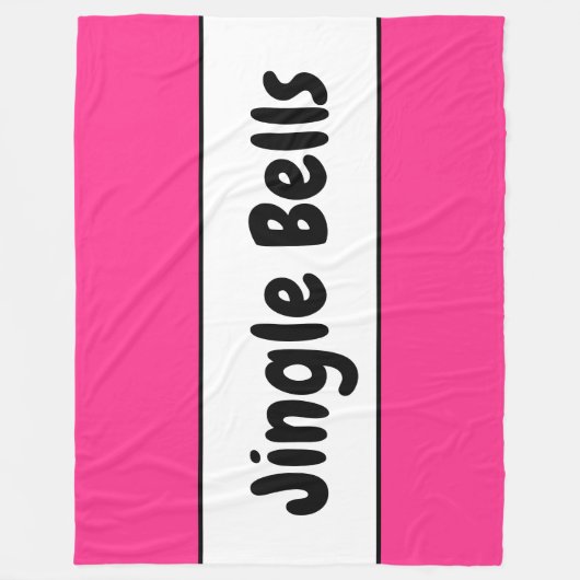 Sweet Bright Candy Cane Pink White "Jingle Bells" Fleece Deken (Voorkant)