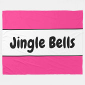 Sweet Bright Candy Cane Pink White "Jingle Bells" Fleece Deken (Voorkant (Horizontaal))