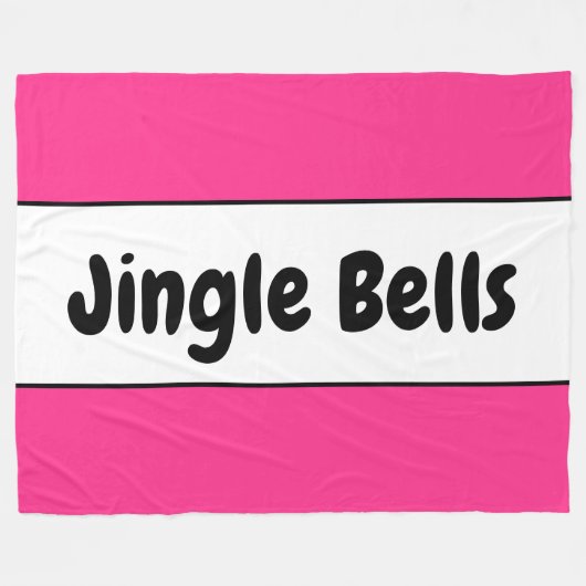 Sweet Bright Candy Cane Pink White "Jingle Bells" Fleece Deken (Voorkant (Horizontaal))