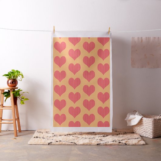Sweet Bright Red Heart Pattern Stof (Voorbeeld)