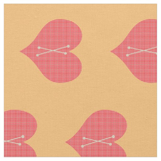 Sweet Bright Red Monogrammed Heart Pattern Stof (Close Up)