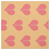 Sweet Bright Red Monogrammed Heart Pattern Stof (Swatch)