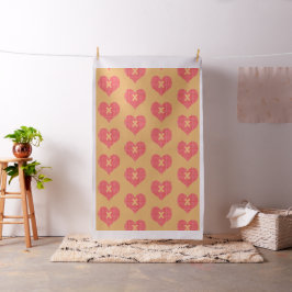 Sweet Bright Red Monogrammed Heart Pattern Stof