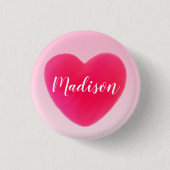 Sweet Bright Roze Heart, gepersonaliseerd Ronde Button 3,2 Cm (Voorkant)