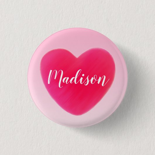 Sweet Bright Roze Heart, gepersonaliseerd Ronde Button 3,2 Cm (Voorkant)