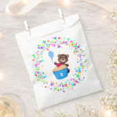 Sweet Brown Bear Blue Cupcake Birthday Bedankzakje (Geknipt)