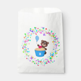 Sweet Brown Bear Blue Cupcake Birthday Bedankzakje