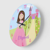Sweet Brown Hair Princess Persoonlijk Grote Klok (Hoek)