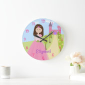 Sweet Brown Hair Princess Persoonlijk Grote Klok (Huis)