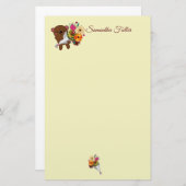 Sweet Brown Teddy Bear met Bouquet, Briefpapier (Voorkant / Achterkant)