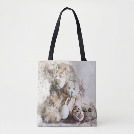 Sweet Brown Teddy Bears Gepersonaliseerd Tote Bag (Voorkant)